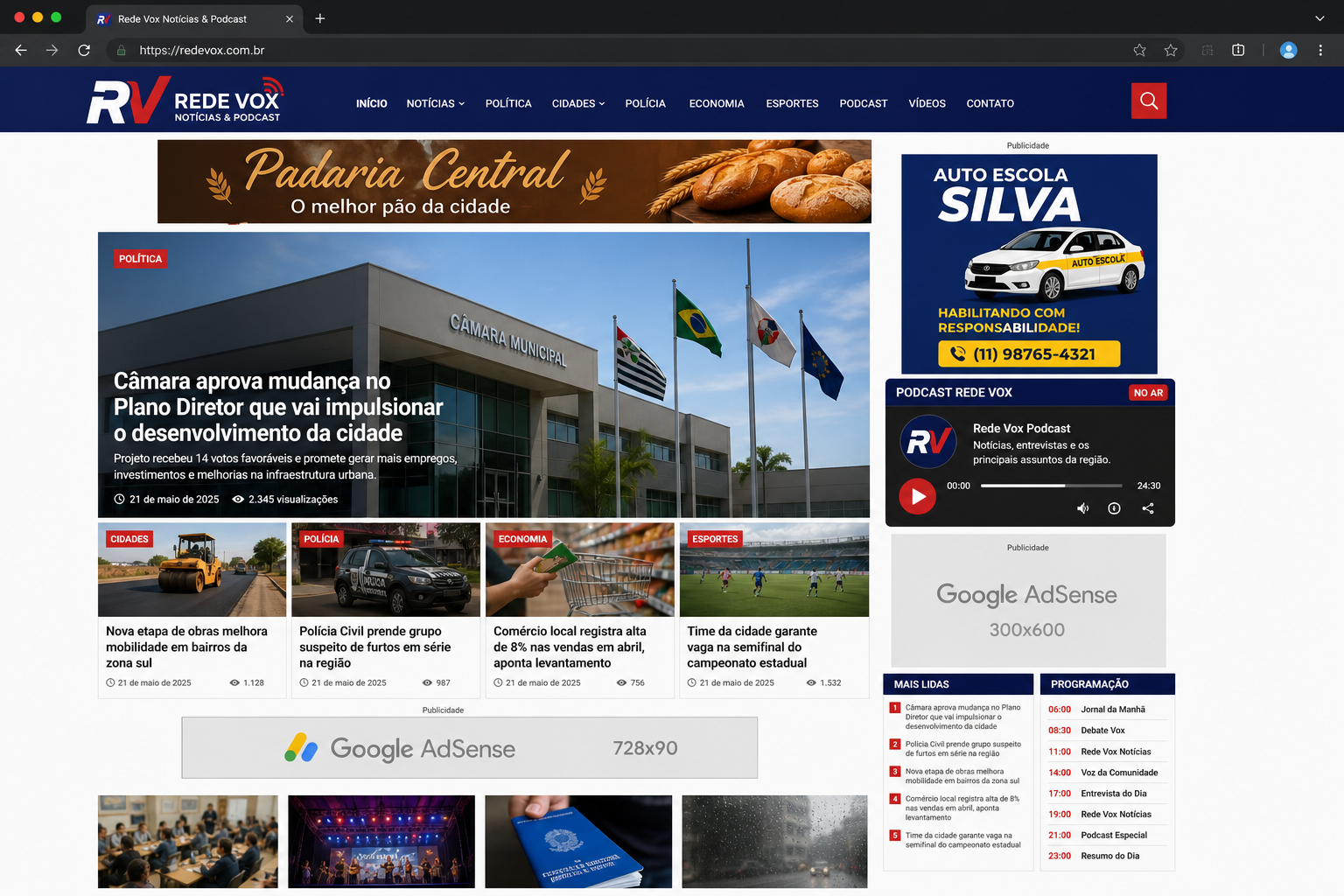 Rede Vox Notícias & Podcast — Web Design